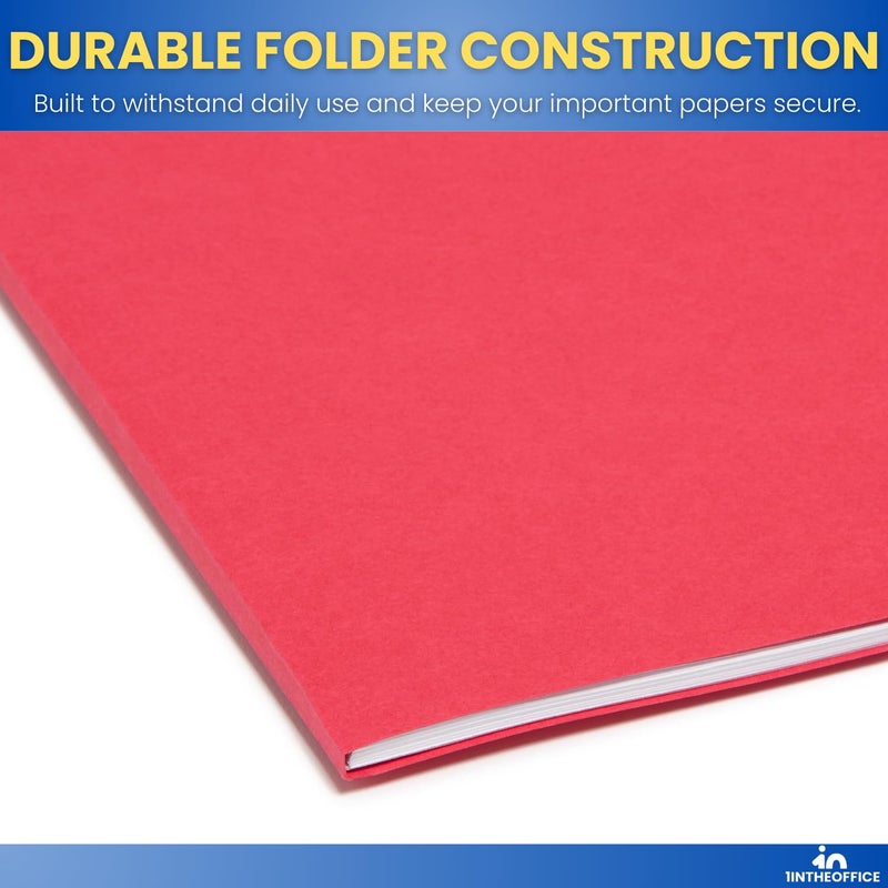 1InTheOffice Red File Folders Letter Size, File Folders with Tabs, Filling Folders, 1/3 Cut Tab, 24/Pack - Image 4